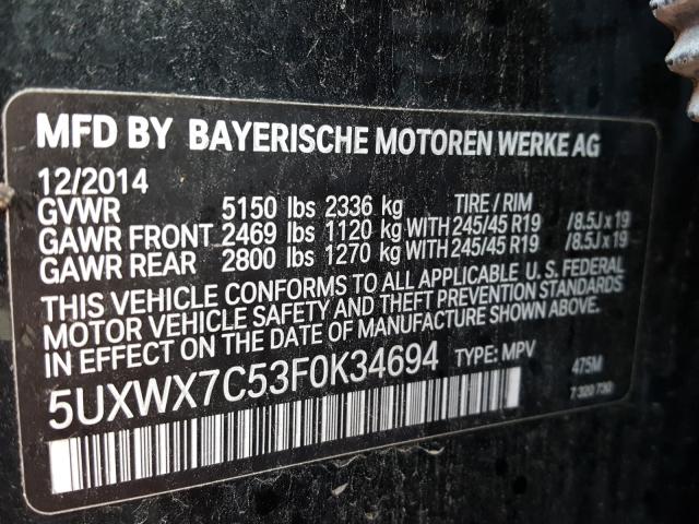 Photo 9 VIN: 5UXWX7C53F0K34694 - BMW X3 XDRIVE3 