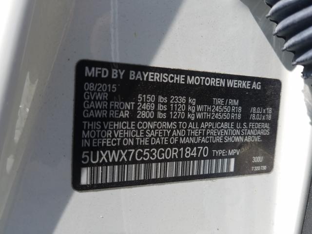 Photo 8 VIN: 5UXWX7C53G0R18470 - BMW X3 XDRIVE3 