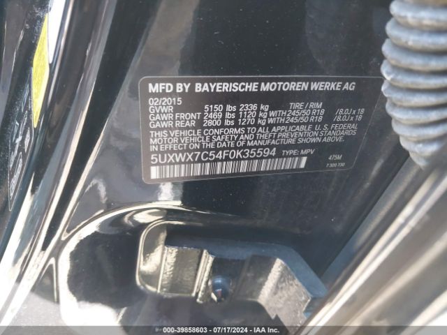 Photo 8 VIN: 5UXWX7C54F0K35594 - BMW X3 