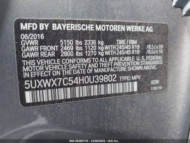 Photo 8 VIN: 5UXWX7C54H0U39802 - BMW X3 