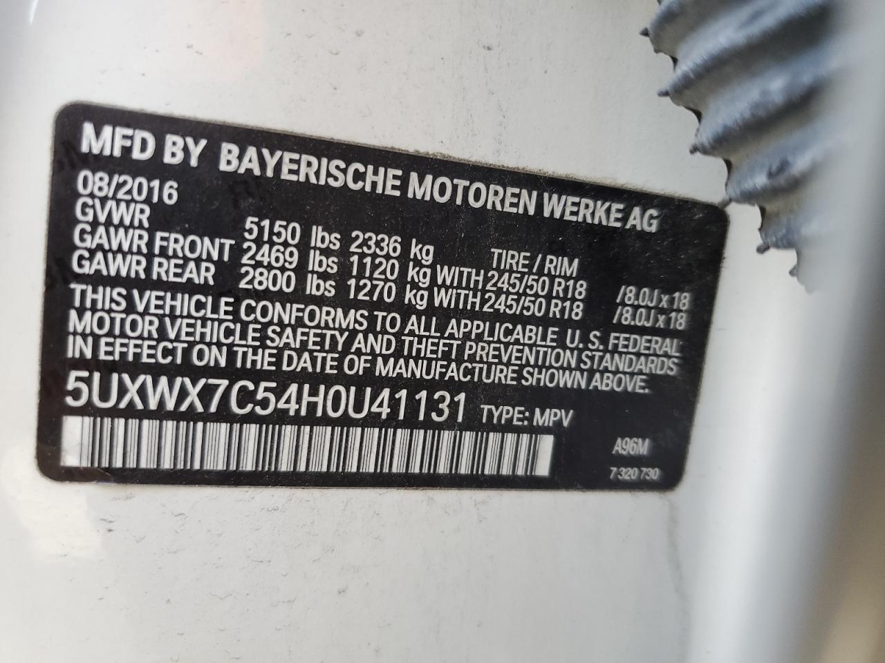 Photo 11 VIN: 5UXWX7C54H0U41131 - BMW X3 