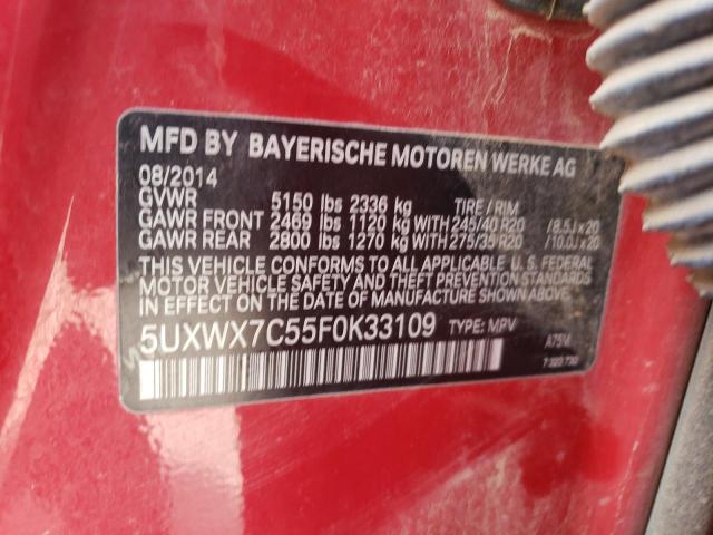 Photo 12 VIN: 5UXWX7C55F0K33109 - BMW X3 XDRIVE3 