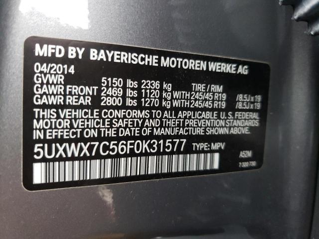 Photo 9 VIN: 5UXWX7C56F0K31577 - BMW X3 XDRIVE3 