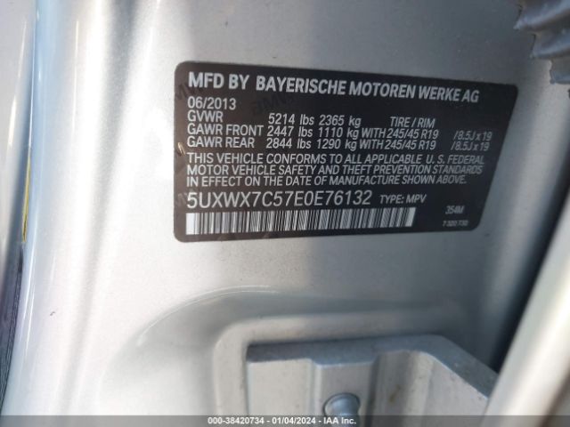 Photo 8 VIN: 5UXWX7C57E0E76132 - BMW X3 