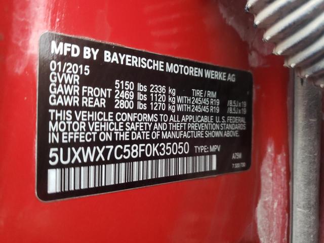 Photo 9 VIN: 5UXWX7C58F0K35050 - BMW X3 XDRIVE3 