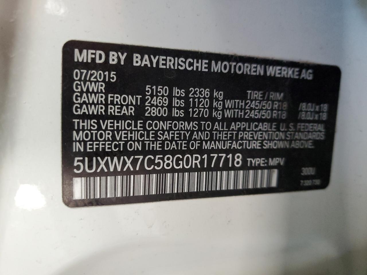 Photo 11 VIN: 5UXWX7C58G0R17718 - BMW X3 