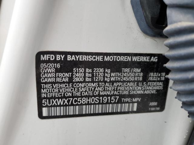 Photo 9 VIN: 5UXWX7C58H0S19157 - BMW X3 XDRIVE3 