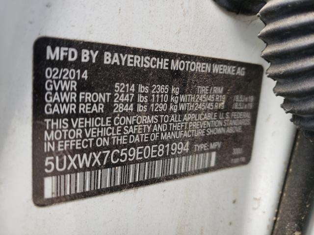 Photo 9 VIN: 5UXWX7C59E0E81994 - BMW X3 XDRIVE3 