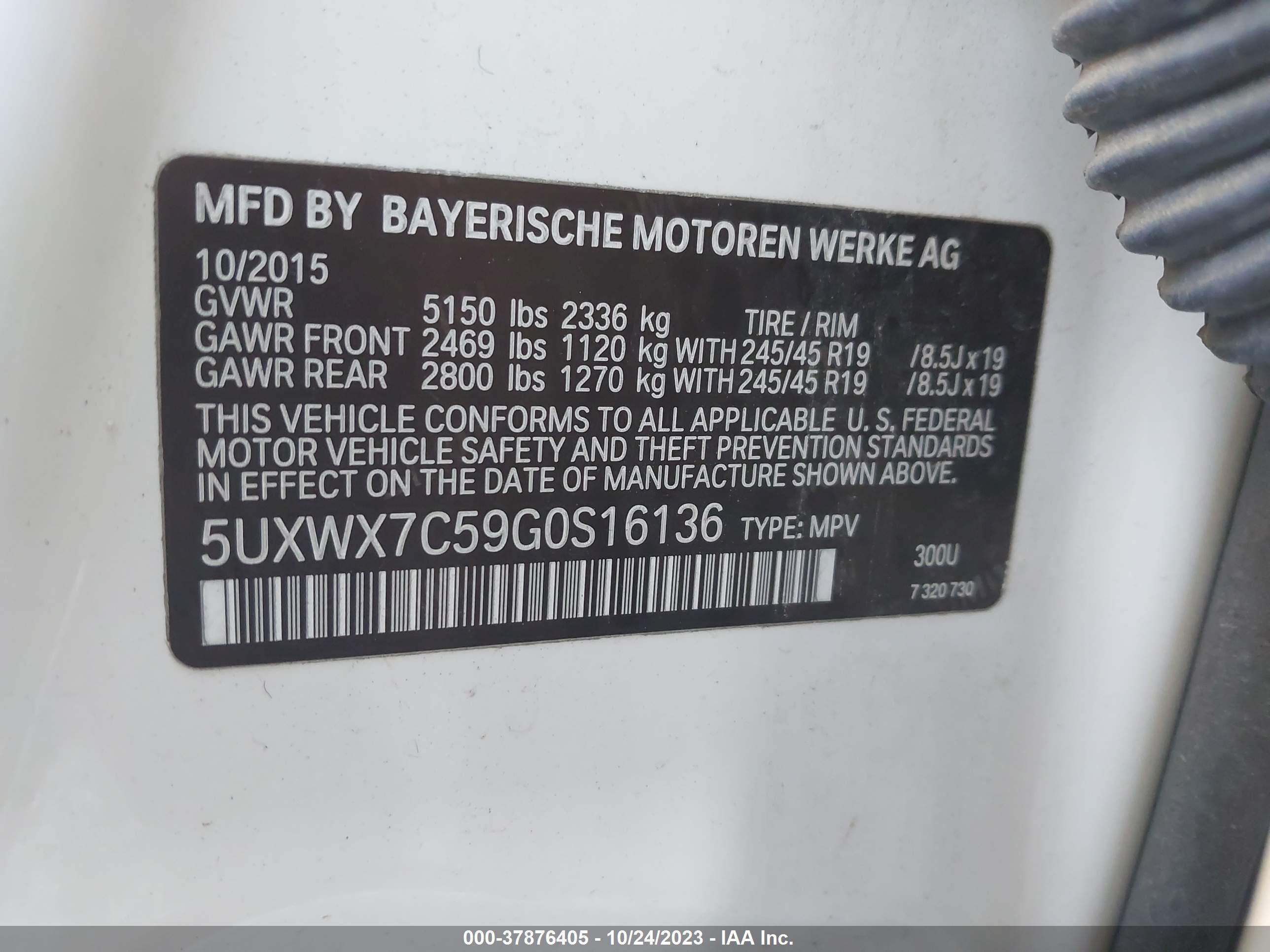 Photo 8 VIN: 5UXWX7C59G0S16136 - BMW X3 