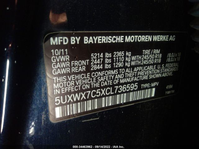 Photo 8 VIN: 5UXWX7C5XCL736595 - BMW X3 