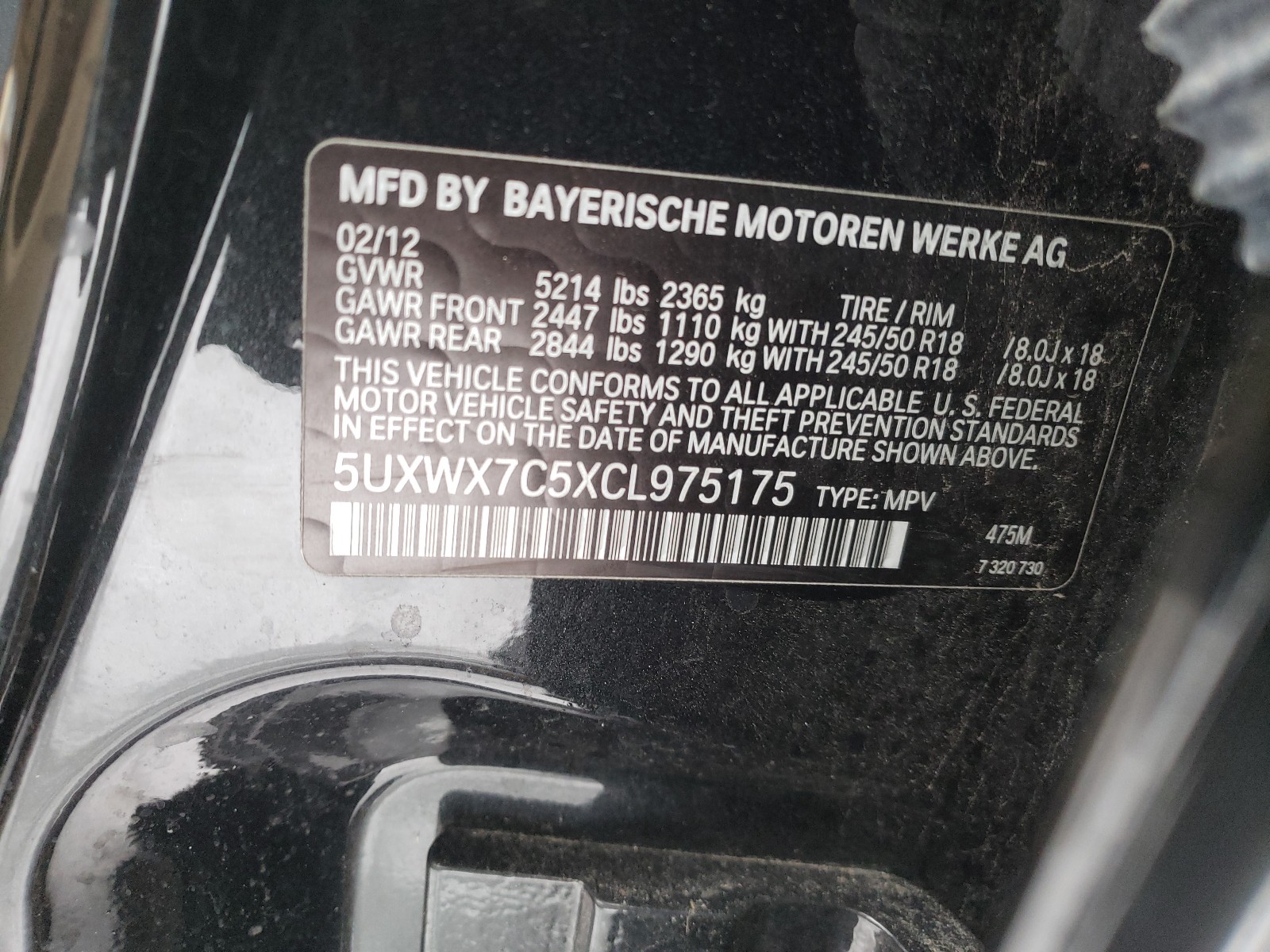 Photo 9 VIN: 5UXWX7C5XCL975175 - BMW X3 XDRIVE3 