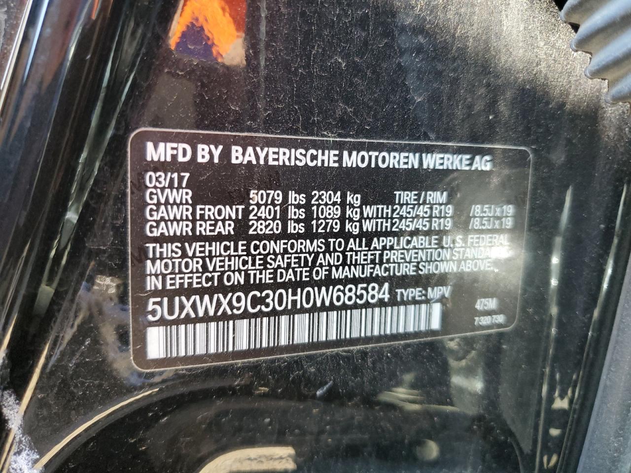 Photo 11 VIN: 5UXWX9C30H0W68584 - BMW X3 