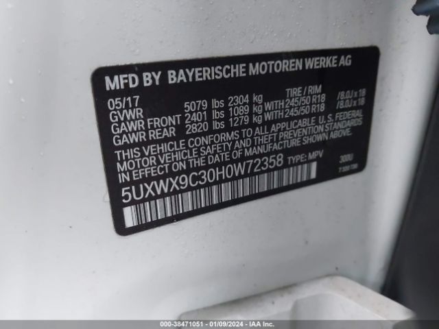 Photo 8 VIN: 5UXWX9C30H0W72358 - BMW X3 