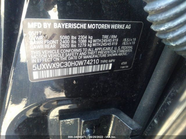 Photo 8 VIN: 5UXWX9C30H0W74210 - BMW X3 