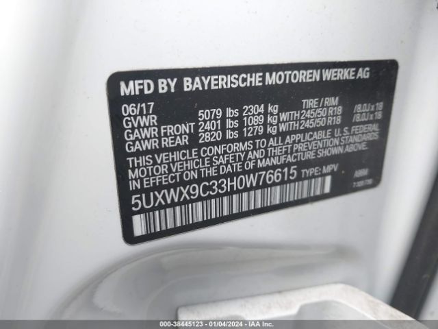 Photo 8 VIN: 5UXWX9C33H0W76615 - BMW X3 