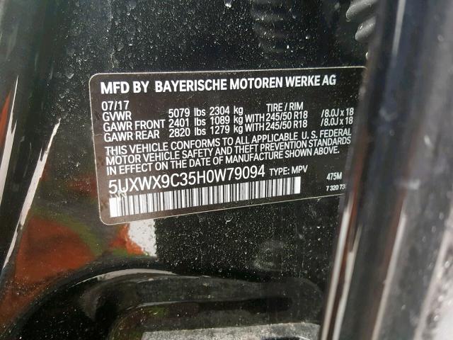 Photo 9 VIN: 5UXWX9C35H0W79094 - BMW X3 XDRIVE2 