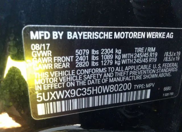 Photo 8 VIN: 5UXWX9C35H0W80200 - BMW X3 