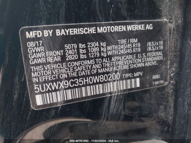 Photo 8 VIN: 5UXWX9C35H0W80200 - BMW X3 