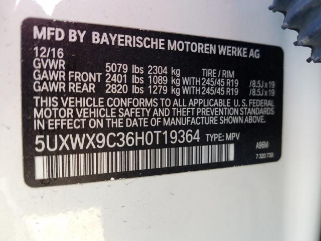 Photo 9 VIN: 5UXWX9C36H0T19364 - BMW X3 XDRIVE2 