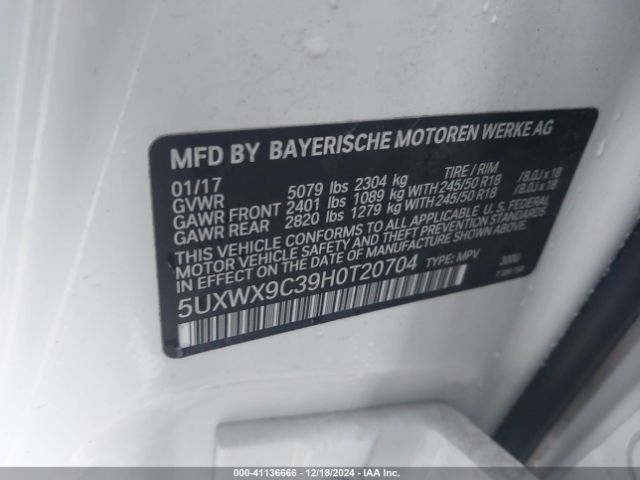 Photo 8 VIN: 5UXWX9C39H0T20704 - BMW X3 