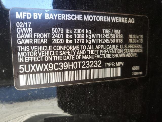 Photo 9 VIN: 5UXWX9C39H0T23232 - BMW X3 