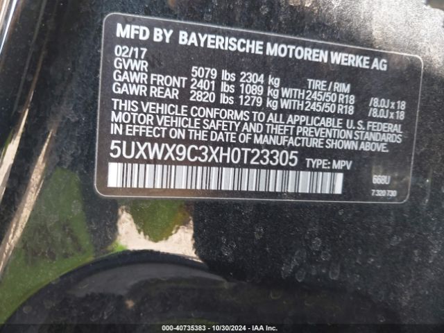 Photo 8 VIN: 5UXWX9C3XH0T23305 - BMW X3 