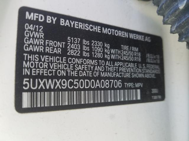 Photo 9 VIN: 5UXWX9C50D0A08706 - BMW X3 XDRIVE2 