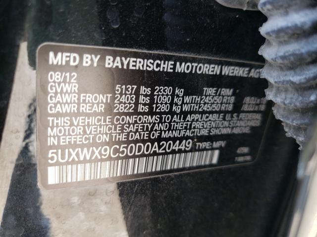 Photo 9 VIN: 5UXWX9C50D0A20449 - BMW X3 XDRIVE2 