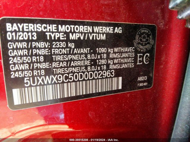 Photo 8 VIN: 5UXWX9C50D0D02963 - BMW X3 