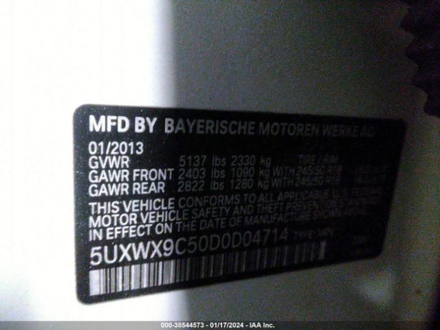 Photo 8 VIN: 5UXWX9C50D0D04714 - BMW X3 