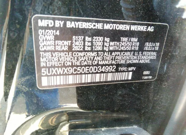 Photo 8 VIN: 5UXWX9C50E0D34992 - BMW X3 