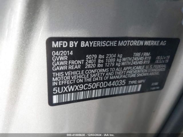 Photo 8 VIN: 5UXWX9C50F0D44035 - BMW X3 