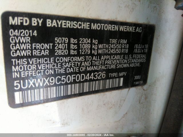 Photo 8 VIN: 5UXWX9C50F0D44326 - BMW X3 