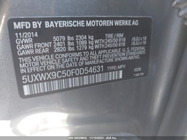 Photo 8 VIN: 5UXWX9C50F0D54631 - BMW X3 