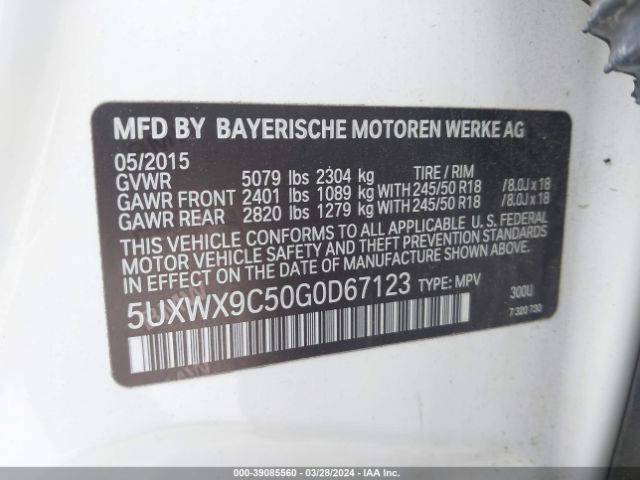 Photo 8 VIN: 5UXWX9C50G0D67123 - BMW X3 