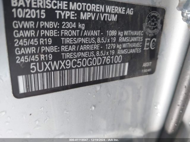 Photo 8 VIN: 5UXWX9C50G0D76100 - BMW X3 