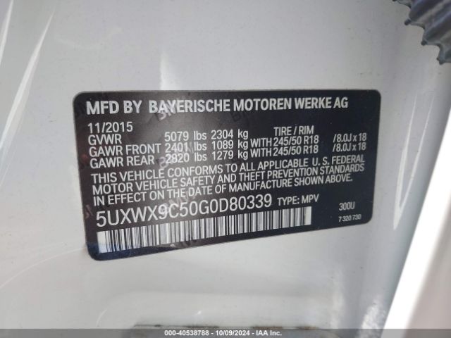 Photo 8 VIN: 5UXWX9C50G0D80339 - BMW X3 