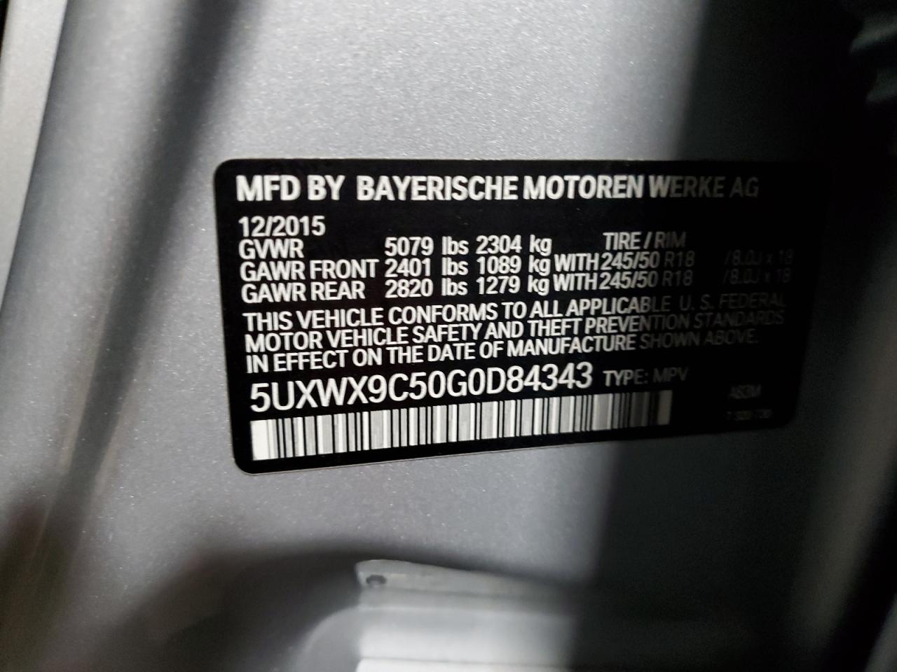 Photo 11 VIN: 5UXWX9C50G0D84343 - BMW X3 