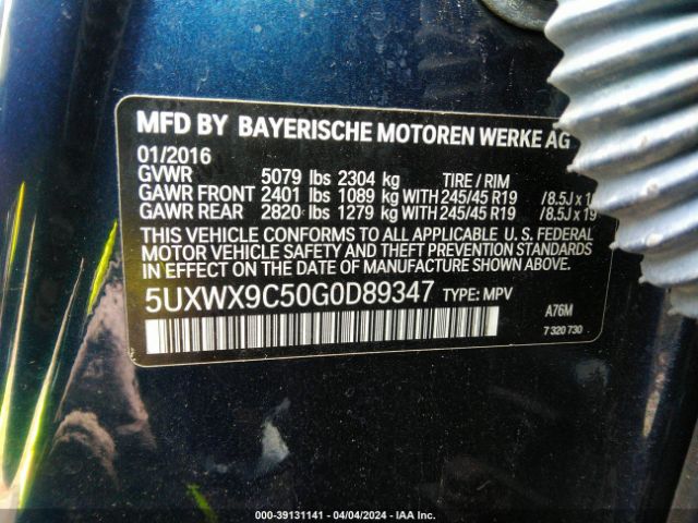 Photo 8 VIN: 5UXWX9C50G0D89347 - BMW X3 