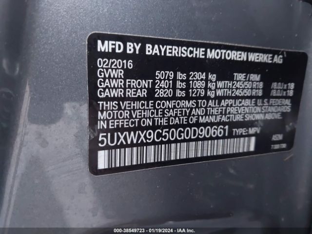 Photo 8 VIN: 5UXWX9C50G0D90661 - BMW X3 