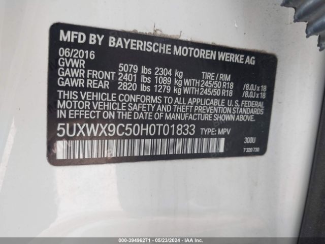 Photo 8 VIN: 5UXWX9C50H0T01833 - BMW X3 