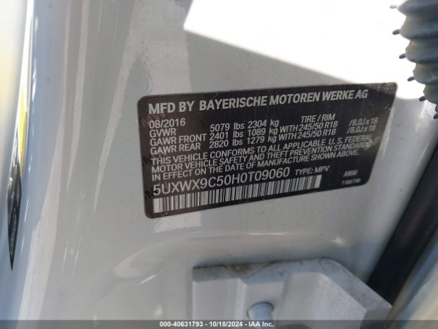 Photo 8 VIN: 5UXWX9C50H0T09060 - BMW X3 