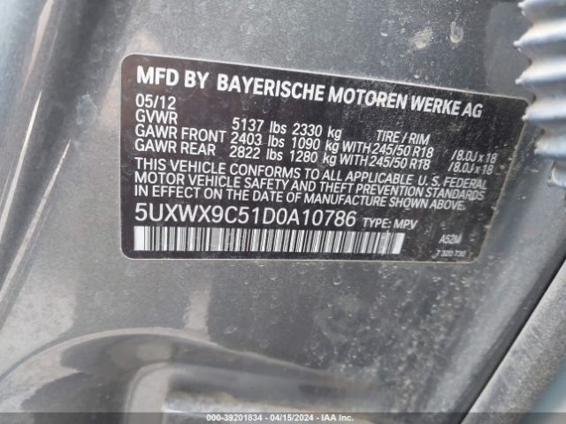 Photo 8 VIN: 5UXWX9C51D0A10786 - BMW X3 