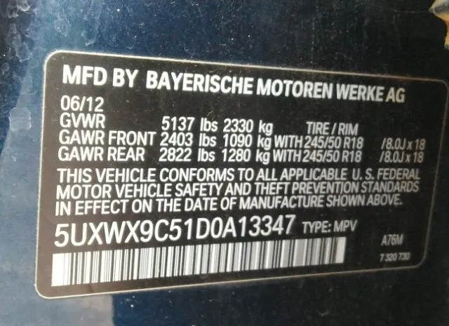 Photo 8 VIN: 5UXWX9C51D0A13347 - BMW X3 