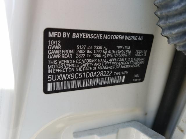 Photo 9 VIN: 5UXWX9C51D0A28222 - BMW X3 XDRIVE2 