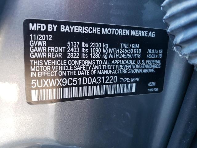 Photo 9 VIN: 5UXWX9C51D0A31220 - BMW X3 XDRIVE2 