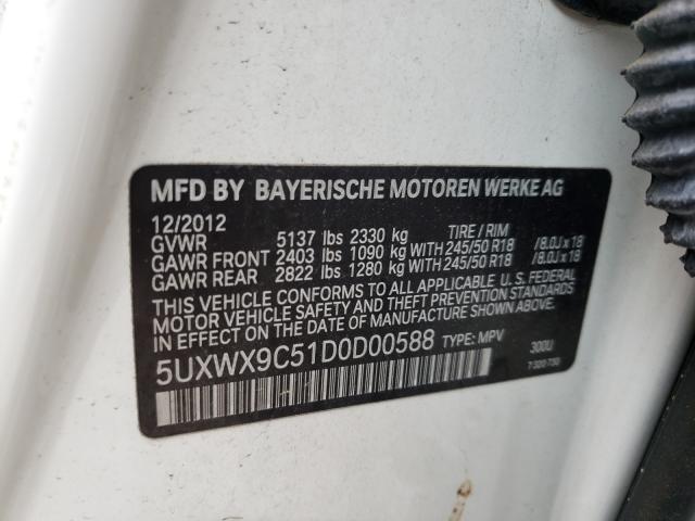 Photo 9 VIN: 5UXWX9C51D0D00588 - BMW X3 XDRIVE2 