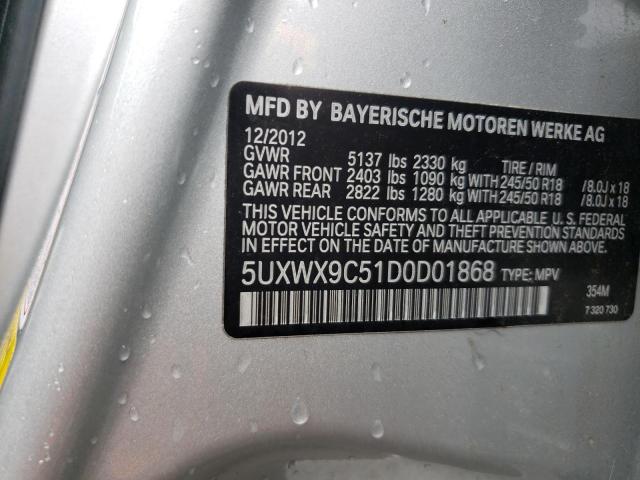 Photo 9 VIN: 5UXWX9C51D0D01868 - BMW X3 XDRIVE2 