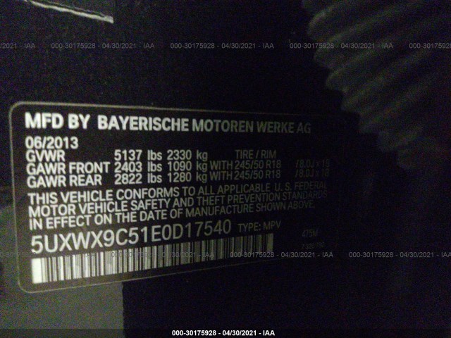 Photo 8 VIN: 5UXWX9C51E0D17540 - BMW X3 