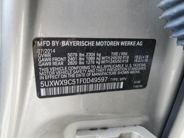 Photo 12 VIN: 5UXWX9C51F0D49597 - BMW X3 XDRIVE2 